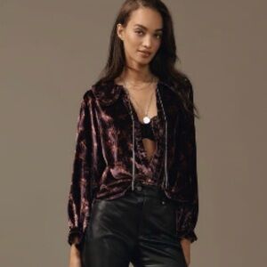 NEW Anthropologie Keira Top Purple Size XL